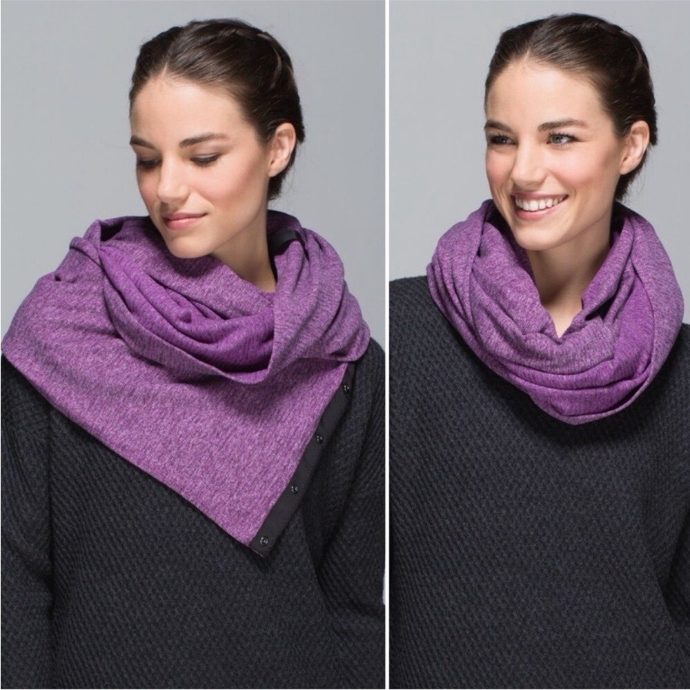 Lululemon Vinyasa Scarf Mini Check‎ Pique Ultra Violet Black Purple Rulu Wrap